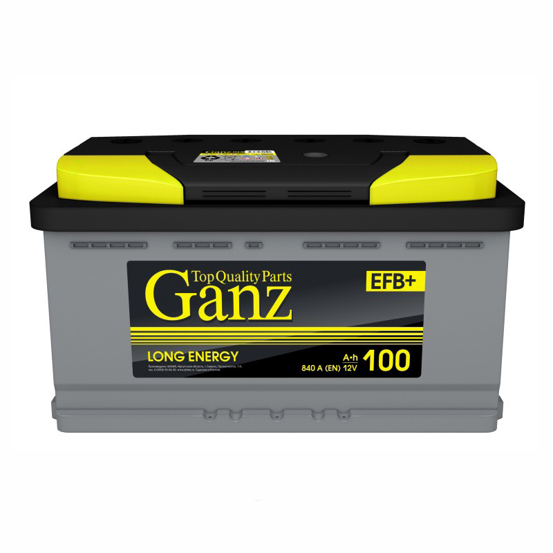 Автомобильный аккумулятор GANZ GAEFB1000 100А/ч-12V ст EN840 европейские обратная 353x175x190